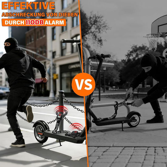 Lac Antifurt Bicicletă Scuter Electric Alarmă 110 Db Lanț Oțel de Calitate 8 Mm Lungime 90 Cm Protecție Anti-tăiere Husă de Transport Cheie Sistem de Securitate Negru