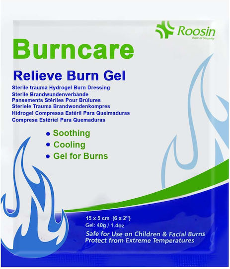Roosin Burncare Hydrogel Verbrennung Verband Stück 15x5cm für Verbrennungen & Heilung 1 Stück