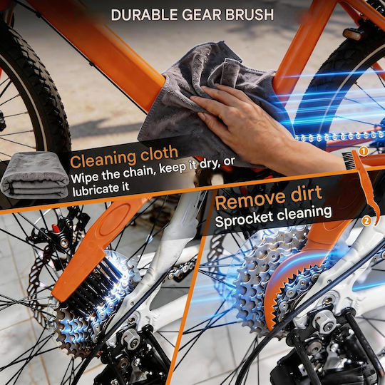 Set Curățare Lanț Bicicletă Degresant 450 Ml Ulei Lanț 120 Ml Perii Curățare Transmisie Lavetă Microfibră Set Întreținere Mtb Bicicletă Șosea Ebike