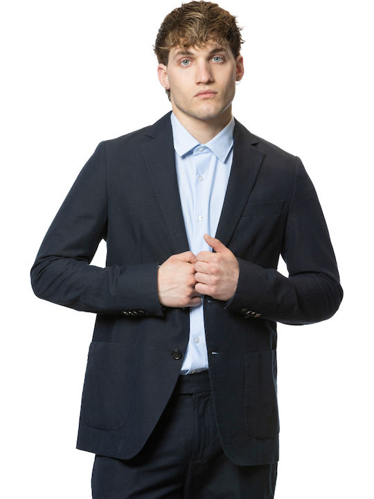 Summer Men’s Suit Jacket with Regular Fit Blue