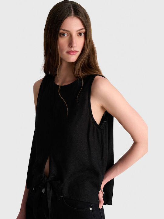 Damen Bluse Ärmellos Schwarz