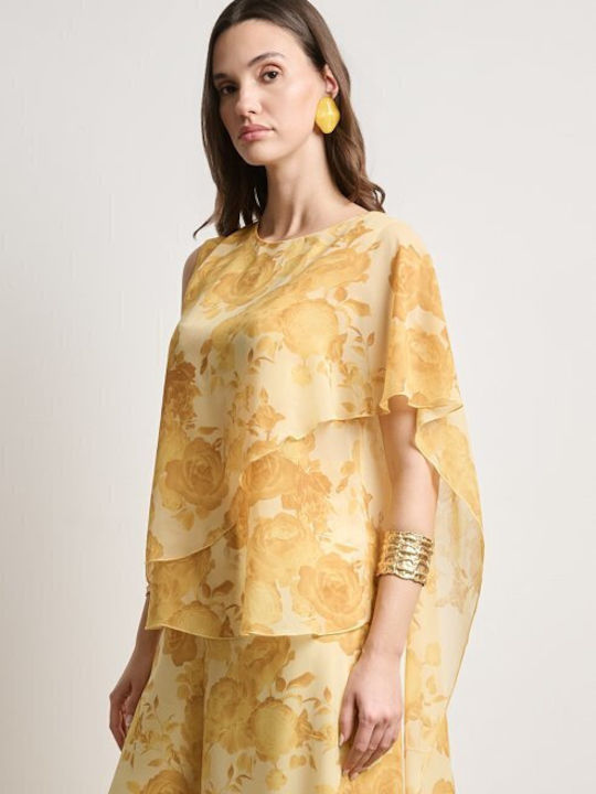 Women's Yellow Set with Trousers with Elastic Floral