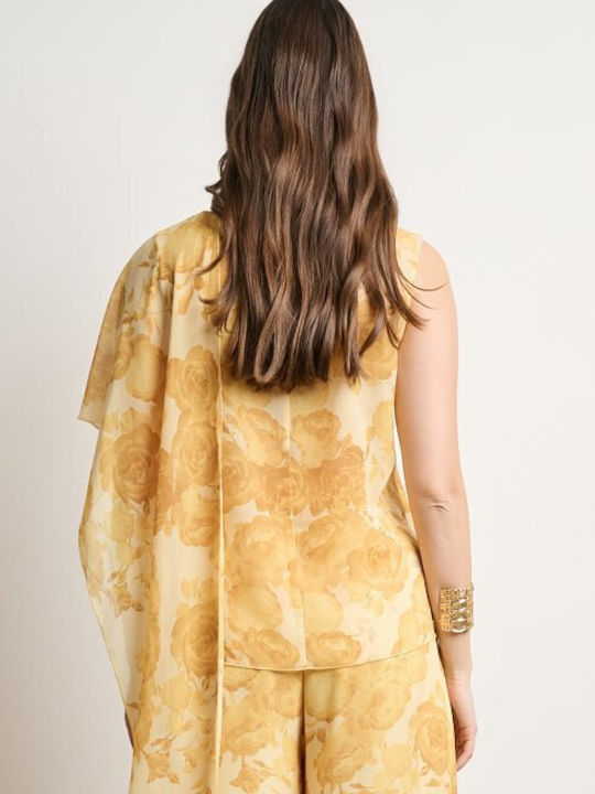 Women's Yellow Set with Trousers with Elastic Floral