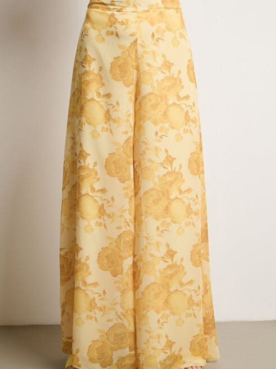 Women's Yellow Set with Trousers with Elastic Floral