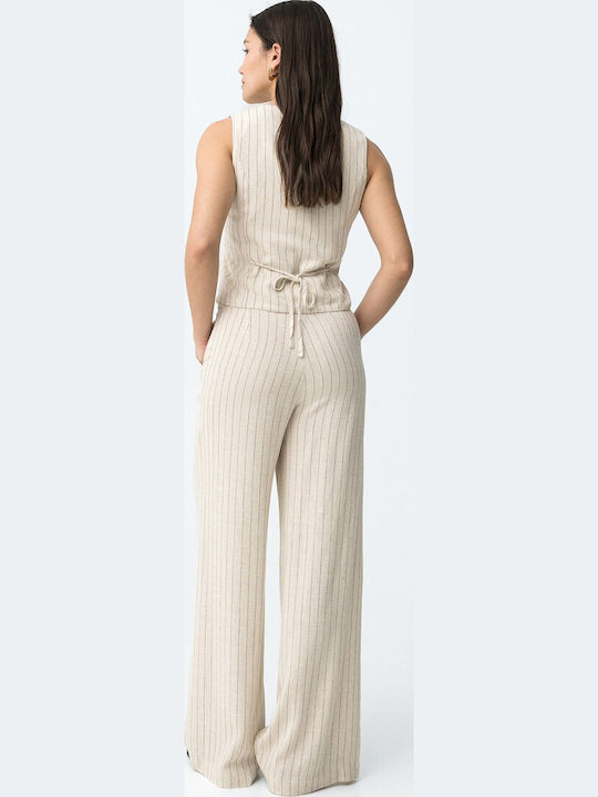 Women's Striped Beige Pantaloons
