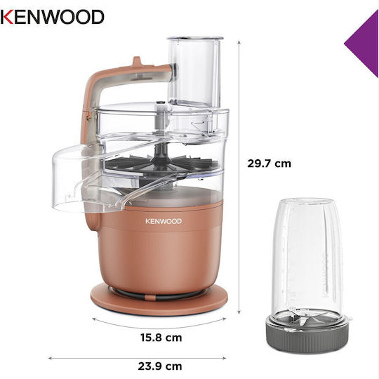 Kenwood Compact Procesoare Alimentare Multifuncțional 650W cu Recipient de 1.3l și Vas Blender Gri