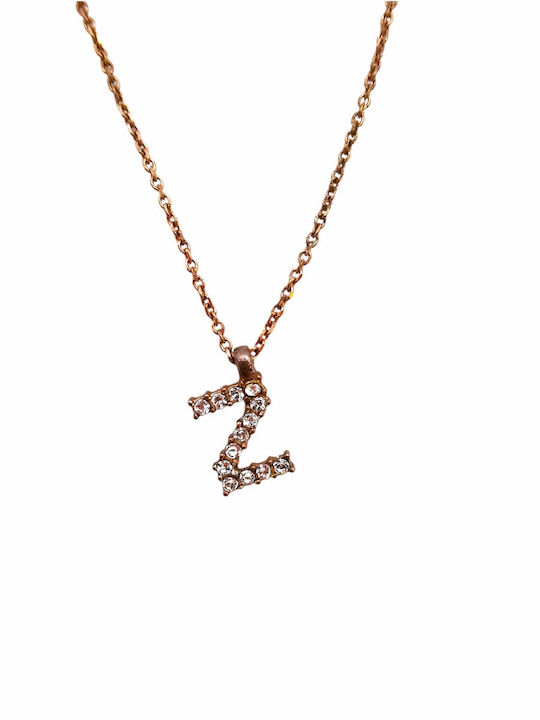 Kosmima1 Colier Monogramă "Z" Din Argint Placat Cu Aur Roz