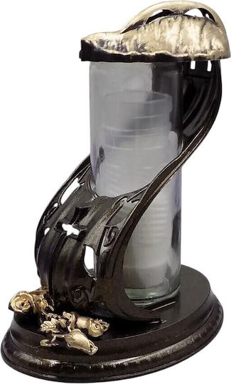 Glass Vigil Oil Lamp Cortina Flower Cross Bronze