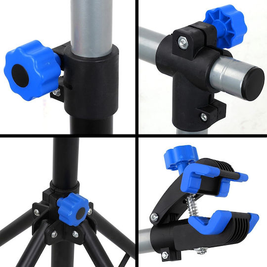 Stand De Reparații Profesional Pentru Bicicletă Zola Reglabil Pe Înălțime 108-190 Cm Prindere Cu Clește 25-55 Mm Greutate Susținută 30 Kg Metal Plastic Negru Albastru