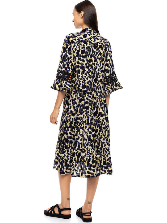 Pink Label Women's Beachwear Caftan Yellow Leopard