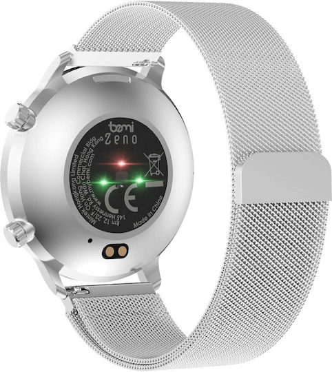 Bemi Zeno AI Stainless Steel Smartwatch with Heart Rate Monitor Silver