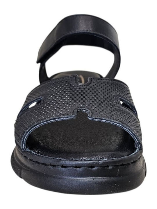 Leather Women's Flat Sandals Black