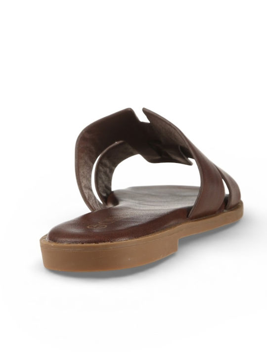 Damen Flache Sandalen Braun