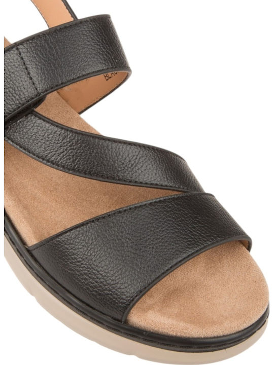 Damen Anatomische Flache Sandalen Schwarz