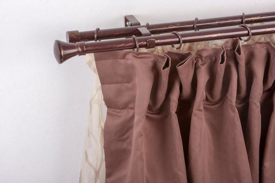 Metallic Curtain Pole Double with Rod 160cm Brown