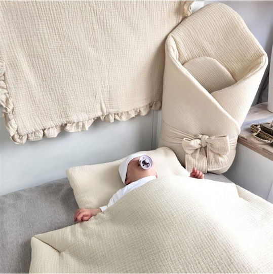 Qmini Pătură Pepinieră Swaddling 100% Bumbac Bej 75x75 cm