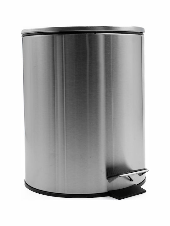 TnS Hotel Classic Inox Bathroom Brush and Trash Can Set Soft Close 5l Silver