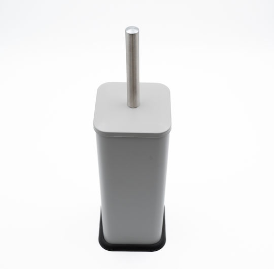 TnS Hotel Slim Metallic Bathroom Brush and Trash Can Set Soft Close 5l Gray