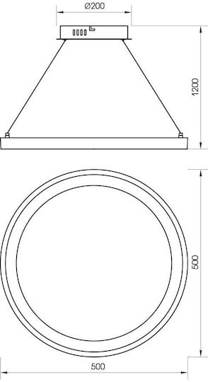 Led Ceiling Pendant Light Alexa-p Φ50cm 55watt Cct Black Viv005256