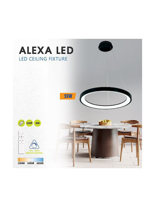 Led Ceiling Pendant Light Alexa-p Φ50cm 55watt Cct Black Viv005256