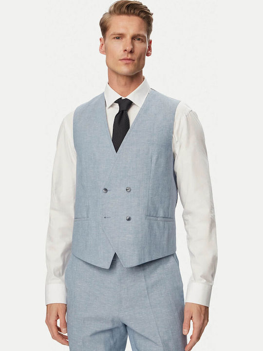 Arti Hesten Summer Men's Suit with Vest with Slim Fit Light Blue
