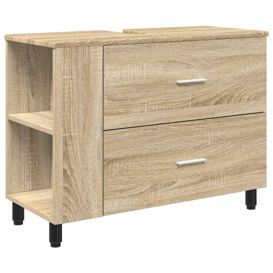 vidaXL Πάγκος με Νιπτήρα Μ80xΒ35xΥ60cm Ανοιχτό Γκρι