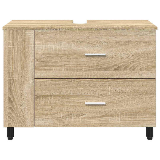 vidaXL Πάγκος με Νιπτήρα Μ80xΒ35xΥ60cm Ανοιχτό Γκρι
