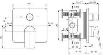 Ideal Standard Built-in Faucet Mixer for Shower 2 Exits Silver