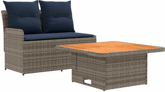 vidaXL Outdoor Lounge Set 2 Pieces Rattan with Pillows