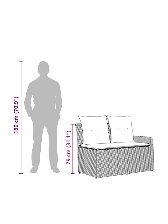 vidaXL Outdoor Lounge Set 2 Pieces Rattan with Pillows
