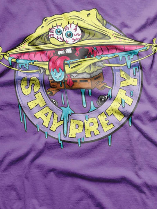 Spongebob Stay Pretty T-shirt Purple Unisex Nic-1-sb009-dtf501-pu Spongebob Stay Pretty T-shirt Purple Unisex Nic-1-sb009-dtf501-pu