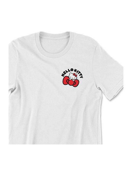 Hello Kitty Crest Bow T-shirt White Unisex Snr-1-hks006-wh
