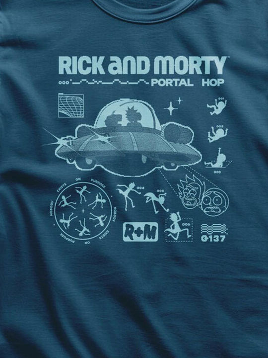 Rick Morty Portal Hop T-shirt Indigo Blue Unisex Wb-1-rm021-ib