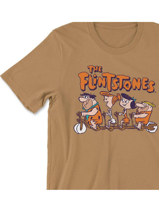 Flintstones Biking T-shirt Old Gold Unisex Wb-1-flint006-og