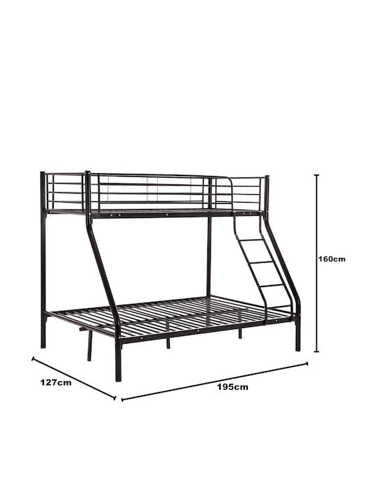 Pat Pentru Copii Single Negru Pentru Saltea 90x190cm