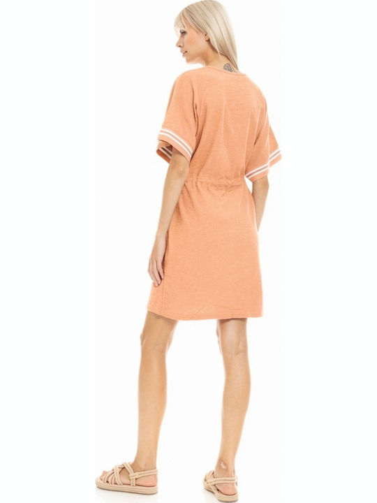 Pink Label Γυναικείο Καφτάνι Παραλίας Apricot
