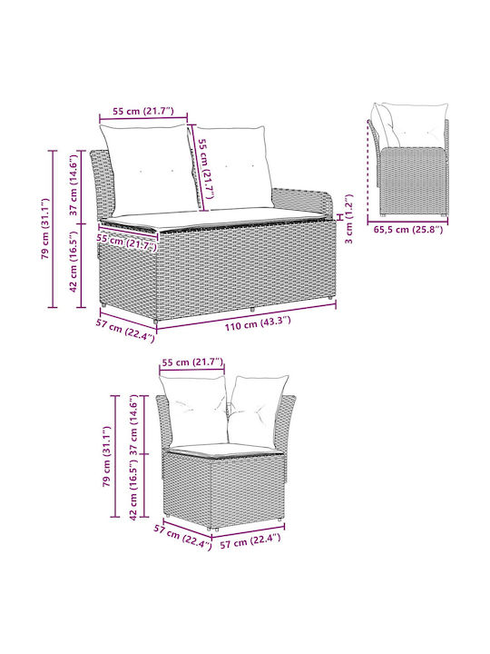 Ecksofa für den Außenbereich Rattan mit Kissen