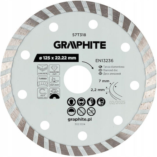 Graphite Turbo Δίσκος Κοπής Δομικών Υλικών 125mm