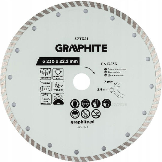 Graphite Turbo Δίσκος Κοπής Δομικών Υλικών 230mm