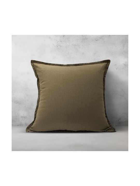 Lino Home Decorative Pillow Case Tavola From 100% Cotton Brown 45x45cm
