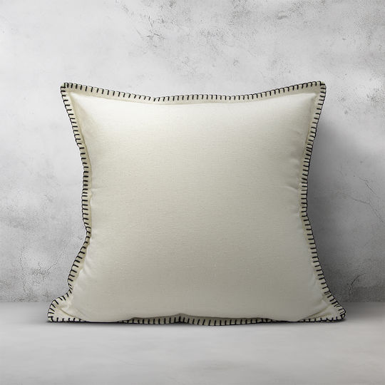 Lino Home Decorative Pillow Case Tavola From 100% Cotton Ecru 45x45cm