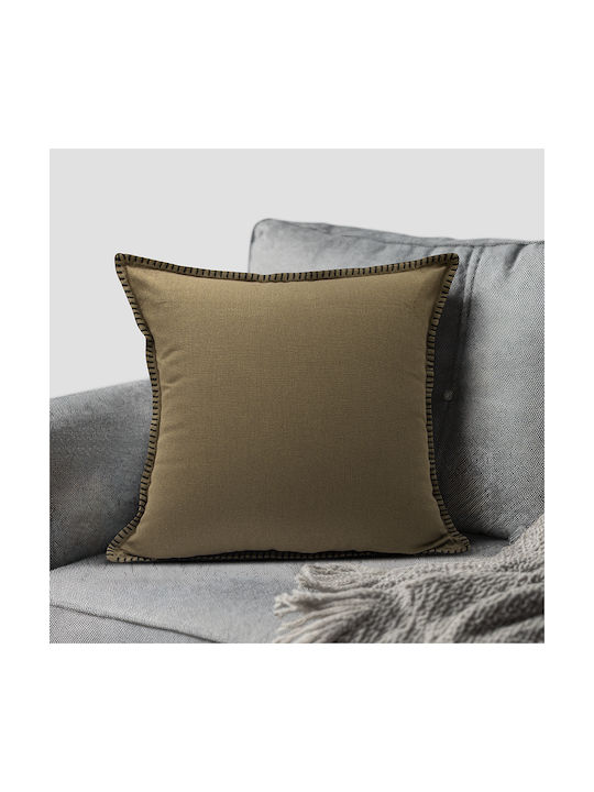 Lino Home Decorative Pillow Case Tavola From 100% Cotton Brown 45x45cm