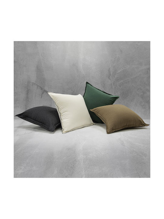Lino Home Decorative Pillow Case Tavola From 100% Cotton Ecru 45x45cm
