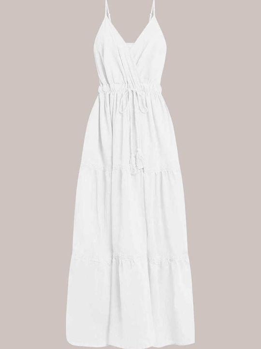 Celestino Rochie Maxi Din Bumbac Loose Fit Albă