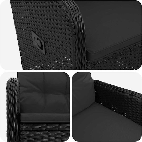 vidaXL Gartenstühle Metallisch Schwarz mit Kissen 57x63x94cm