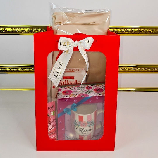 Set "Cel Mai Bun Coleg Din Lume" Eșarfă Elegantă Cană Personalizată Praline Raffaello Cremă De Mâini Eveline