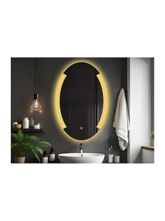 Futura Oglindă de Baie Ovală cu Lumini LED cu Atingere 50x80cm Albă