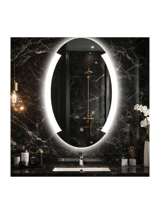 Futura Oglindă de Baie Ovală cu Lumini LED cu Atingere 50x80cm Albă