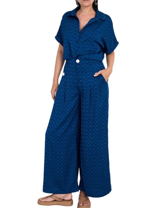 Kurzärmeliges Damenhemden Navy