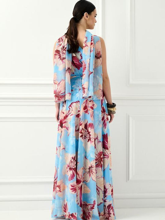 Rochie Maxi De Vară Pentru Nuntă / Botez Albastru Deschis Siel